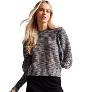 Ted Baker Jumper Sweater Women US 10 Extreme Sleeve Pullover Wool Mohair Gray